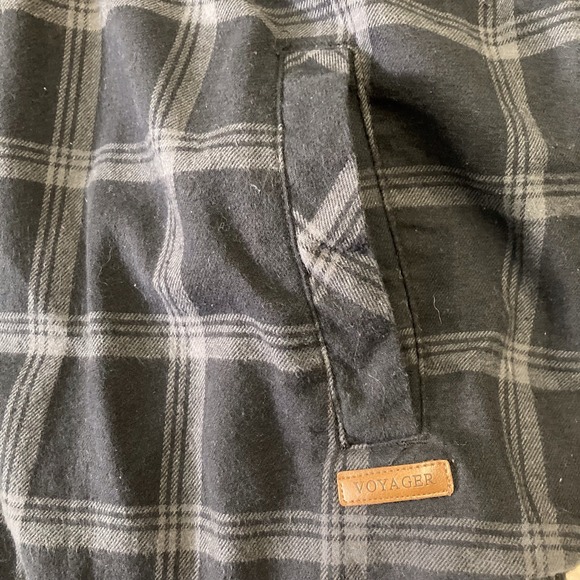 Voyager Heavy Flannel Shirt Jacket Men's XL Thermal Lined Black Plaid Button Up - Picture 4 of 10